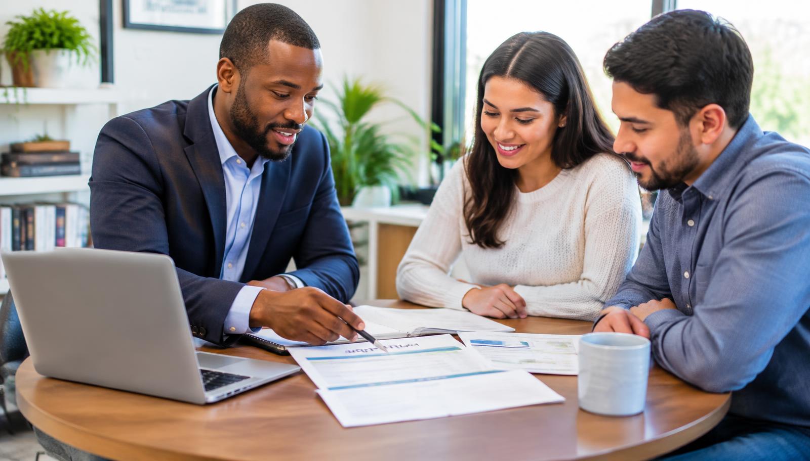 Financial coach walking a couple through their budget plan